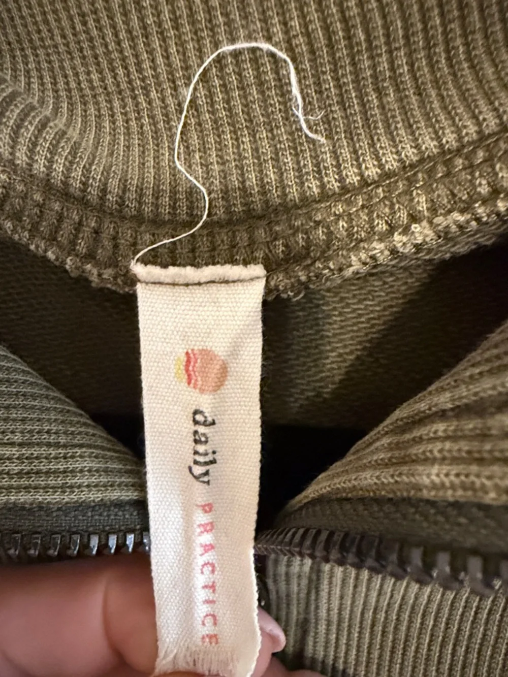 Daily Practice Anthropologie Sleeveless Olive Green Zip-Front Dress - Picture 2 of 7